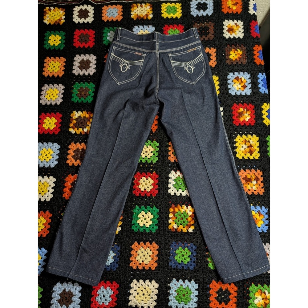 Vintage Martini Jeans Size 33x30  Embroidered Pockets 1970s Dark Wash NWOT
